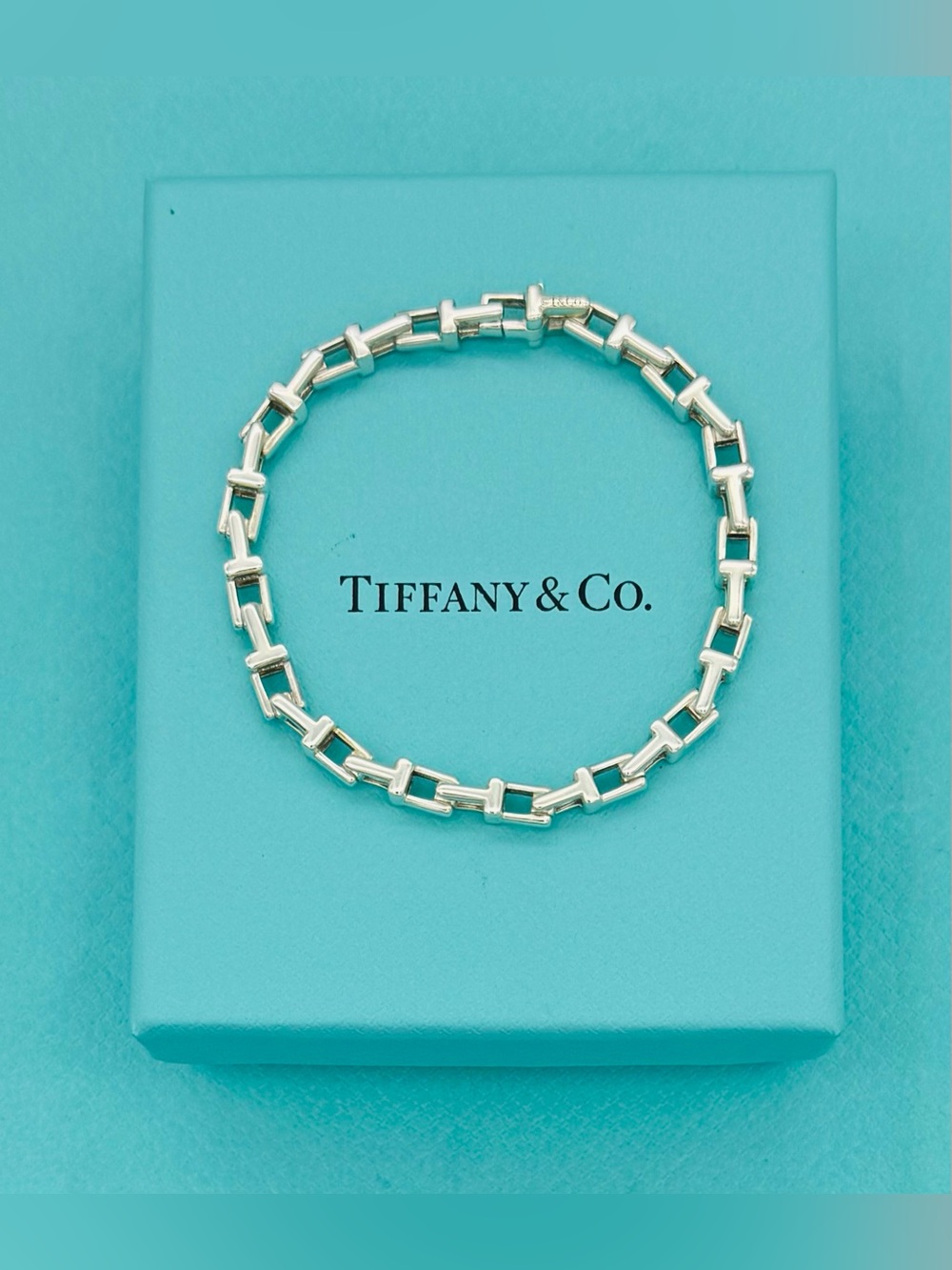 Tiffany & Co. SS Narrow T Link Bracelet 6.75-7” VGUC